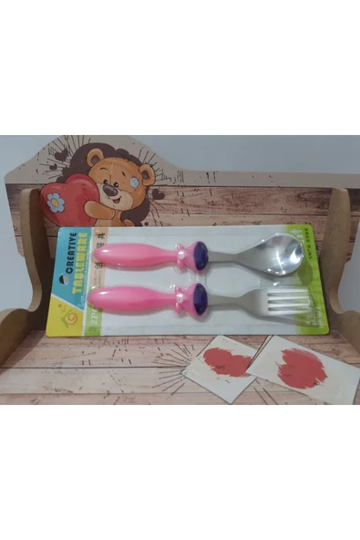 Renkli Çiçekler Sevimli Karikatür Desenli Bebek Çocuk Için Kaşık Çatal - 3
