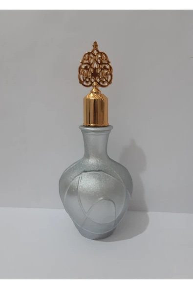 Renkli Çiçekler Gri Renkli Cam Kolonya Şişesi Dekoratif Obje Boyut: 24 Cm - 2
