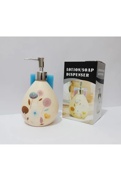 Renkli Çiçekler Desenli Porselen Sıvı Sabunluk 500ml - 4