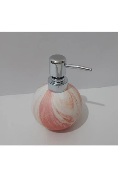 Renkli Çiçekler Mermer Desenli Porselen Yuvarlak Sıvı Sabunluk 15 Cm - 2