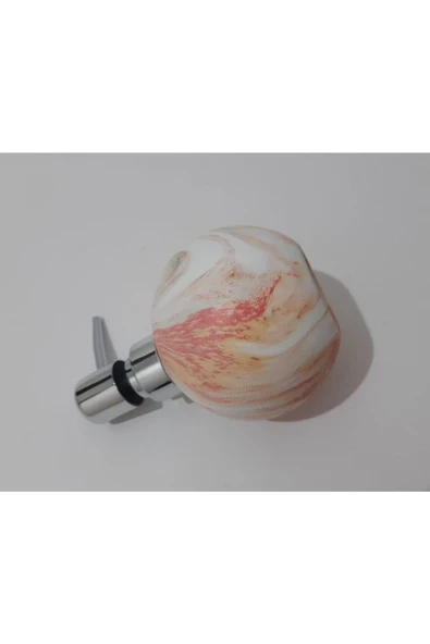 Renkli Çiçekler Mermer Desenli Porselen Yuvarlak Sıvı Sabunluk 15 Cm - 6