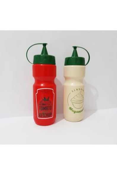 Renkli Çiçekler Ketçap Mayonez Şişesi 650ml 2 Adet - 4