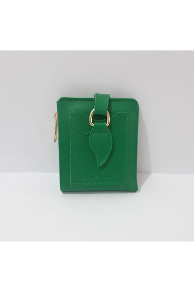 Renkli Çiçekler Kadın Cüzdan 12x10 CM Yeşil Renk Kadın Cüzdanı - 2
