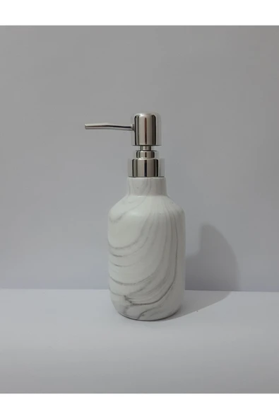 Renkli Çiçekler Sıvı Sabunluk Mermer Desenli Porselen Sabunluk 350ml - 2