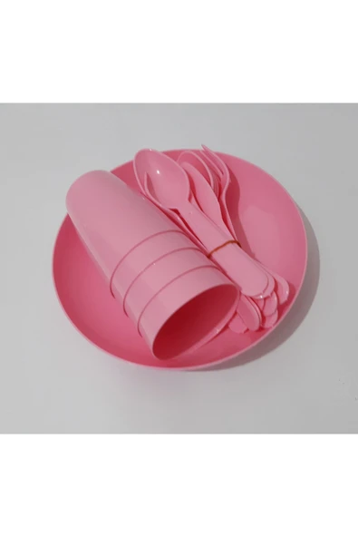 Renkli Çiçekler Piknik Seti 20 Parça Plastik Piknik Için Tabak Bardak Kaşık Çatal Bıçak Set - 3