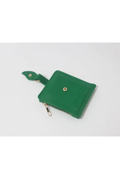 Renkli Çiçekler Kadın Cüzdan 12x10 CM Yeşil Renk Kadın Cüzdanı - 4