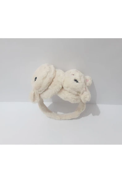 Renkli Çiçekler Peluş Kulaklık Tavşan Figürlü Çocuk Kulaklığı - 4