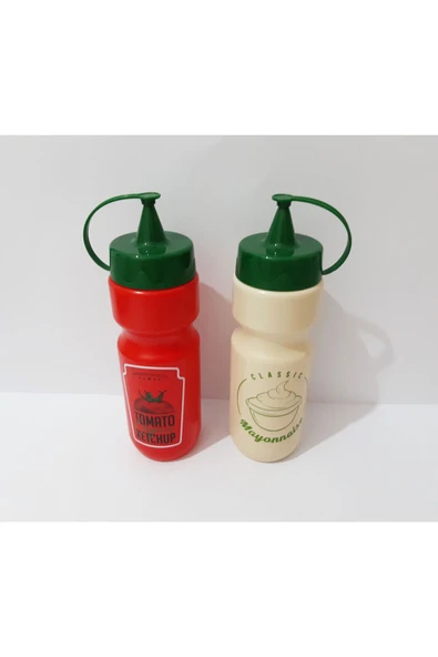 Renkli Çiçekler Ketçap Mayonez Şişesi 650ml 2 Adet - 2