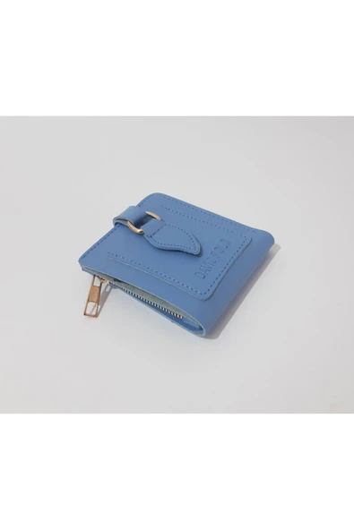 Renkli Çiçekler Kadın Cüzdan 12x10 CM Açık Mavi Renk Kadın Cüzdanı - 3