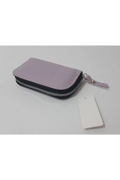 Renkli Çiçekler Kadın Cüzdan Kullanışlı Mor Renk Mini Kadın Cüzdanı 13x8 Cm - 2