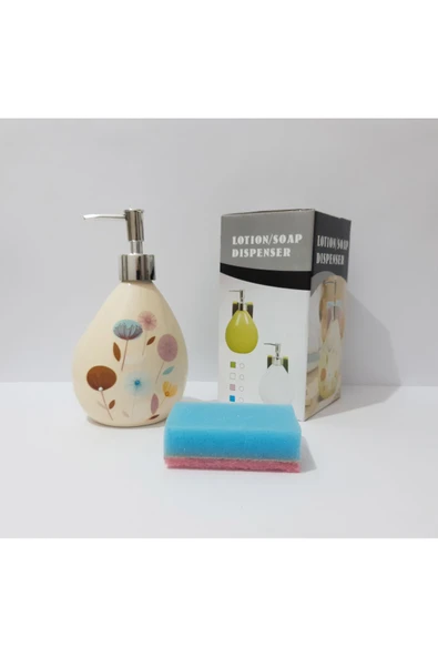 Renkli Çiçekler Desenli Porselen Sıvı Sabunluk 500ml - 2