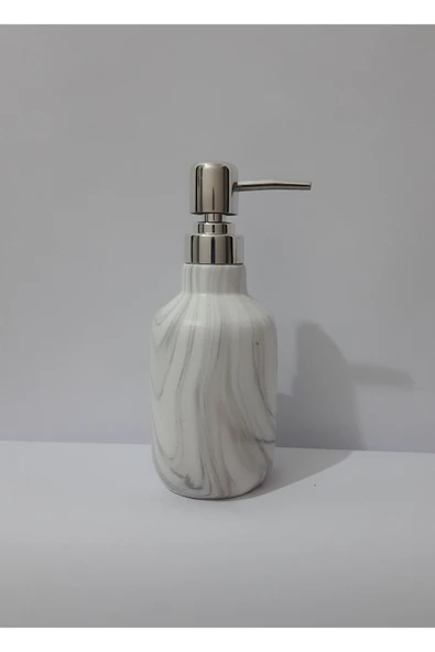 Renkli Çiçekler Sıvı Sabunluk Mermer Desenli Porselen Sabunluk 350ml - 5