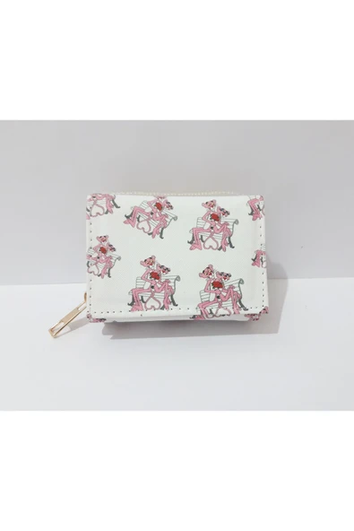 Renkli Çiçekler Çocuk Cüzdan 11x8 CM Pembe Panter Desenli Çocuk Cüzdanı - 2