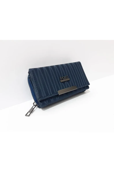 Renkli Çiçekler Kadın Cüzdan 14x8 CM Mavi Renk Kadın Cüzdanı