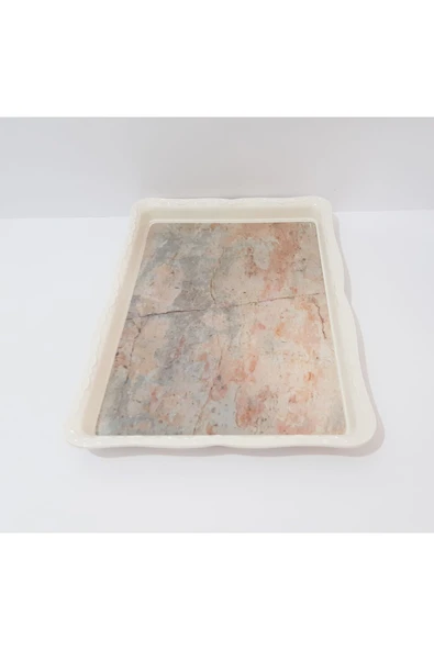 Renkli Çiçekler Çay Tepsi Desenli Melamin Çay Tepsisi 33x24.5 CM - 5