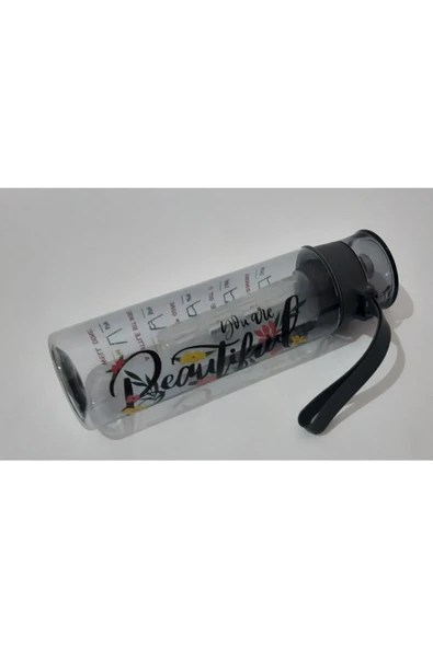 Renkli Çiçekler Su Matarası 800 ml Hazneli Matara Su Şişesi Suluk - 4