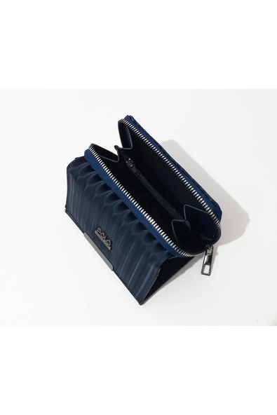 Renkli Çiçekler Kadın Cüzdan 14x8 CM Mavi Renk Kadın Cüzdanı - 5