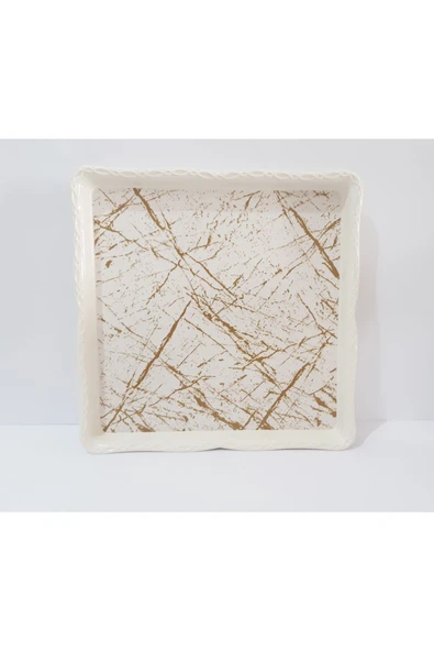 Renkli Çiçekler Çay Tepsi 28x28x3 CM Kare Desenli Çay Tepsisi Sunum Tepsi - 2