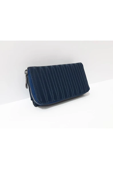 Renkli Çiçekler Kadın Cüzdan 14x8 CM Mavi Renk Kadın Cüzdanı - 7