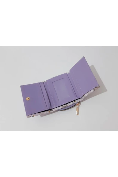 Renkli Çiçekler Çocuk Cüzdan 11x8 CM Mor Renk Ayıcık Desenli Çocuk Cüzdanı - 3