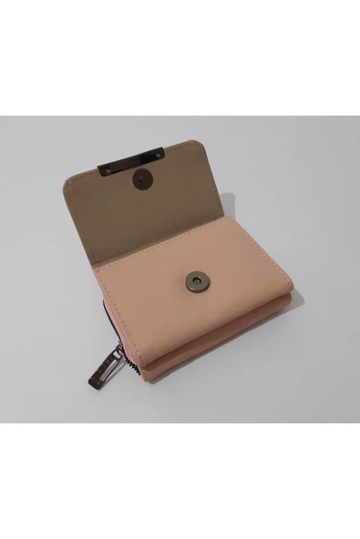 Renkli Çiçekler Kadın Cüzdan Pembe Renk Kadın Cüzdanı - 3