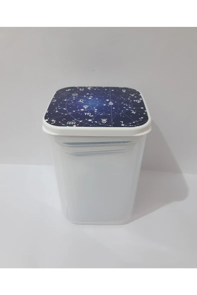 Renkli Çiçekler Kavanoz Kapaklı Plastik 4 Boy Saklama Kavanozu - 5