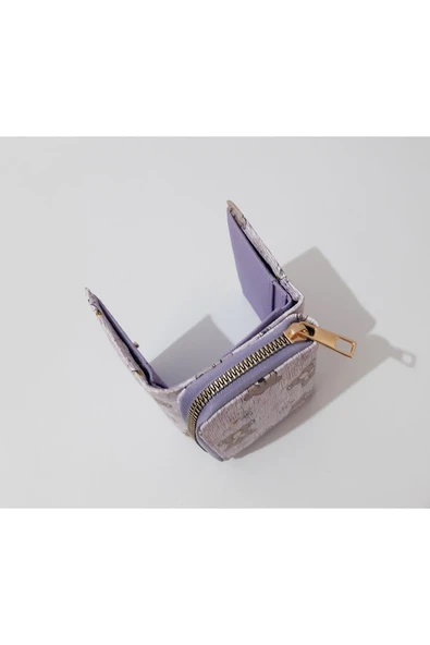 Renkli Çiçekler Çocuk Cüzdan 11x8 CM Mor Renk Ayıcık Desenli Çocuk Cüzdanı - 5
