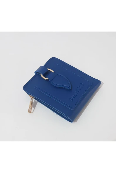 Renkli Çiçekler Kadın Cüzdan 12x10 CM Koyu Mavi Renk Kadın Cüzdanı - 3