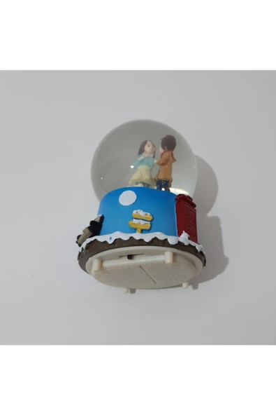Renkli Çiçekler Müzikli Işıklı Dekoratif Obje Üflemeli Kar Küre - 3