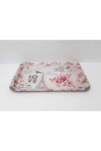 Renkli Çiçekler Melamin Çay Tepsi 33.5x23.5 CM Melamin Çay Kahve Sunum Tepsisi - 4