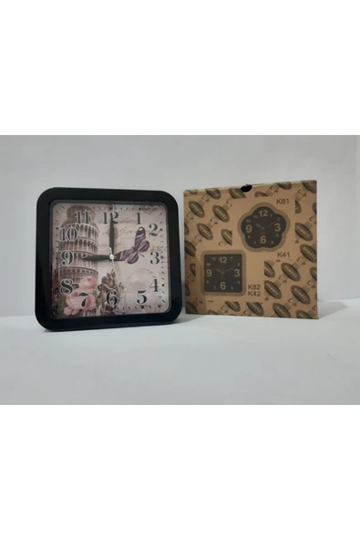 Renkli Çiçekler Masa Saat 15x15x4 CM Desenli Kare Masa Saati - 2