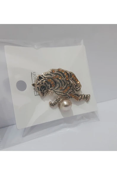 Renkli Çiçekler Broş Kaplan Model Metal Broş - 3