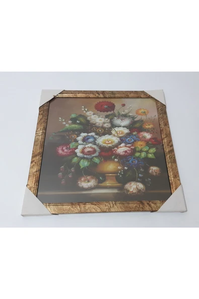 Renkli Çiçekler Çerçeveli Resim Tablo Ev için Dekorasyon 31.5X31.5 cm - 2