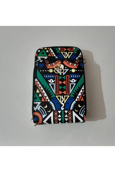 Renkli Çiçekler Kadın Cüzdan 3 Bölmeli Telefon Çanta Cüzdan Kadın Cüzdanı 20x12x5 Cm - 5