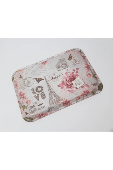 Renkli Çiçekler Melamin Çay Tepsi 33.5x23.5 CM Melamin Çay Kahve Sunum Tepsisi - 6