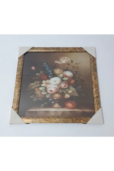 Renkli Çiçekler Çerçeveli Resim Tablo Ev Için Dekorasyon 31.5x31.5 Cm - 2
