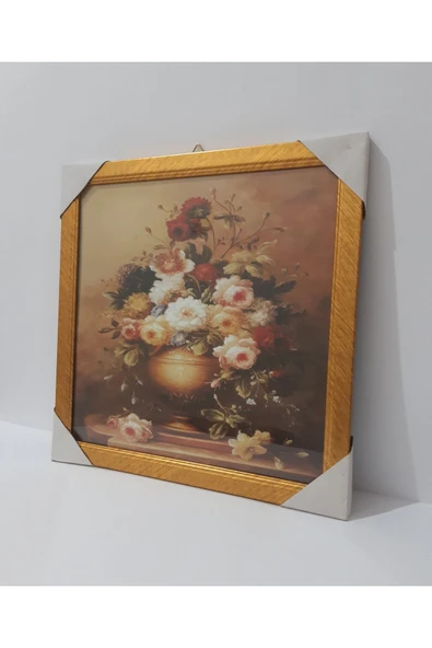 Renkli Çiçekler Çerçeveli Resim Tablo Ev Için Dekorasyon 31.5x31.5 Cm - 3