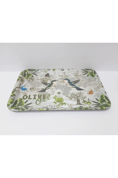 Renkli Çiçekler Melamin Çay Tepsi 33.5x23.5 CM Melamin Çay Kahve Sunum Tepsisi - 4