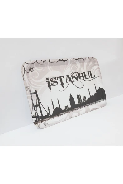 Renkli Çiçekler Melamin Çay Tepsi 33.5x23.5 CM Melamin Çay Kahve Sunum Tepsisi