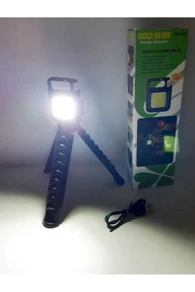 Renkli Çiçekler USB Mıknatıslı Tripotlu Anahtarlık ve Çalışma Feneri Kamp Feneri Çok Amaçlı Fener - 2