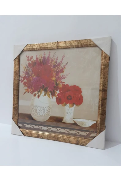 Renkli Çiçekler Çerçeveli Resim Tablo Ev Için Dekorasyon 31.5x31.5 cm - 3