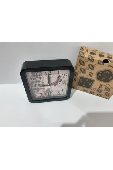 Renkli Çiçekler Masa Saat 15x15x4 CM Desenli Kare Masa Saati - 3