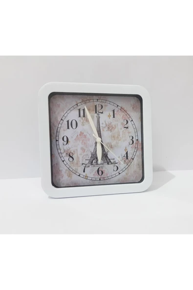 Renkli Çiçekler Masa Saat 15x15x4 CM Desenli Kare Masa Saati - 2