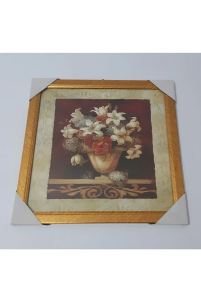 Renkli Çiçekler Çerçeveli Resim Tablo Ev Için Dekorasyon 31.5x31.5 Cm - 2