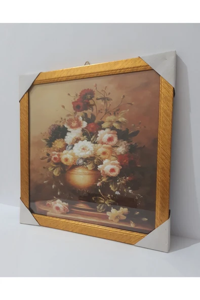 Renkli Çiçekler Çerçeveli Resim Tablo Ev Için Dekorasyon 31.5x31.5 Cm - 2