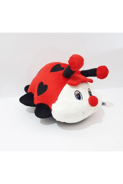 Renkli Çiçekler 35x20 CM Oyuncak Peluş Uğur Böceği  Uğur Böceği Yastık