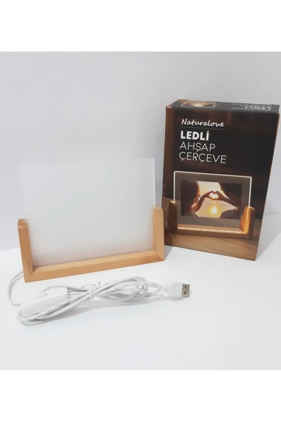 Renkli Çiçekler LED Li Ahşap Çerçeve - 3
