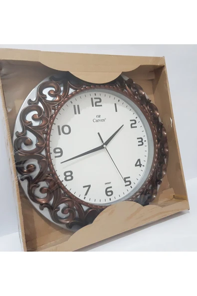 Renkli Çiçekler Duvar Saat Beyaz Yuvarlak 35 CM Duvar Saati