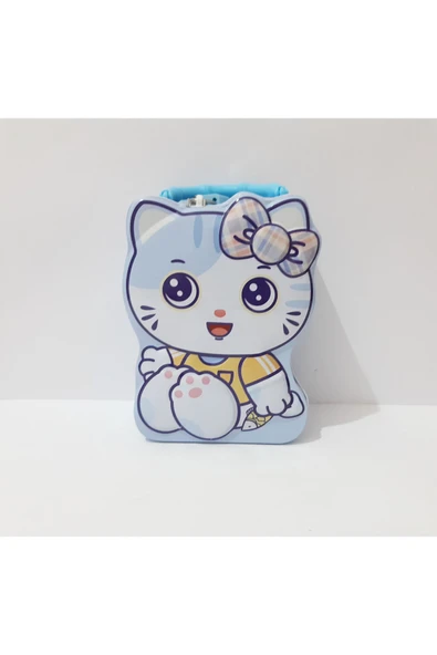Renkli Çiçekler Kedi Desenli Metal Kilitli Kumbara Çocuklar İçin Hediye - 3