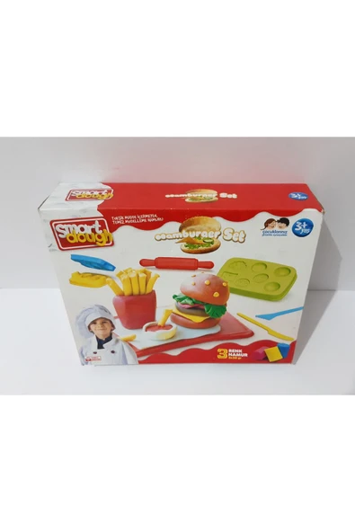 Renkli Çiçekler Smart Dough Oyun Hamuru Hamburger Set 3 Renk Hamur - 3